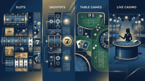 Editorial illustration of online casino game categories